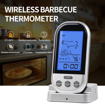 Brezžični BBQ Termometer BBQ Pečica Kadilec Sladkarije Mesne Hrane, Kuhanje Daljinski upravljalnik Termometer S Samosprožilcem, Alarm Digitalni Ozadja Slike